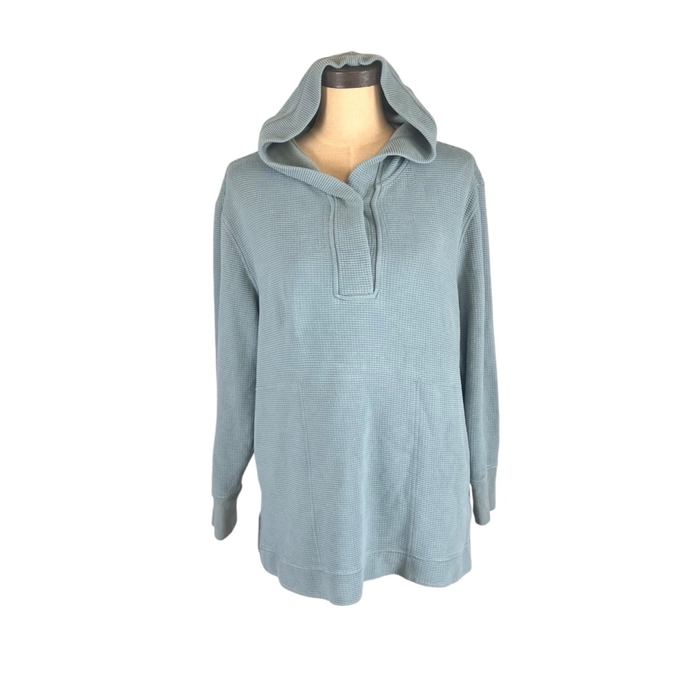 Athleta Blue textured knit women’s pullover‎ hooded top SZ M